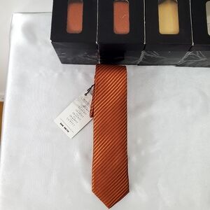 NWT- Bundle Of 4 Orange Tie with Strip Design